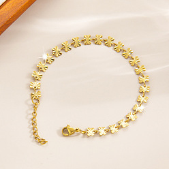 Real 18K Gold Plated 304 Stainless Steel Butterfly Link Chain Bracelets for Women, Real 18K Gold Plated, 6.69 inch(17cm)