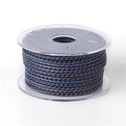 Разноцветный Оплетенный шнур из натуральной кожи, кожаный шнур ювелирных изделий, ювелирные изделия DIY делает материал, морской синий и черный, 3 мм, около 21.87 ярдов (20 м) / рулон