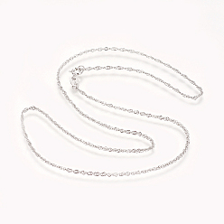 Platinum Rhodium Plated 925 Sterling Silver Rope Chain Necklaces, with Spring Ring Clasps, Platinum, 17.7 inch(45cm)