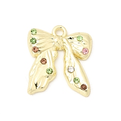 Золотой Подвески из сплава и страза, бантом прелести, без кадмия, без никеля и без свинца, золотые, 29x17x3 мм, отверстие : 1.8 мм