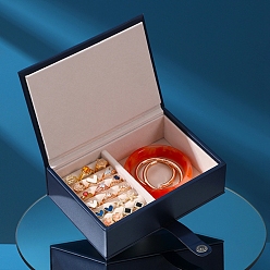 Dark Blue PU Leather Jewerly Storage Boxes, with Magnetic Clasp, Rectangle, Dark Blue, 12.5x5.5x17.5cm