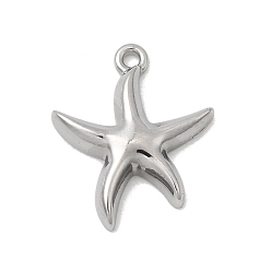 Морская звезда Тема морских организмов 304 подвески из нержавеющей стали, цвет нержавеющей стали, морская звезда, 16.5x13.5x3 мм, отверстие : 1.2 мм
