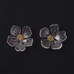 Transparent Transparente Harzcabochons, Blume, Transparent, 20.5x20.5x7 mm