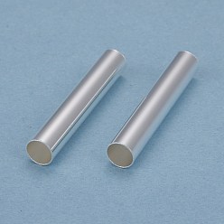 Посеребрённый Бисера латунной трубки, долговечный, трубка, 925 серебро покрытием, 35x6 мм, отверстие : 5 мм