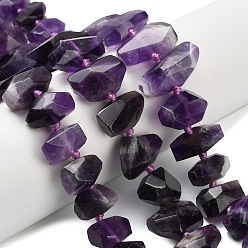 Аметист Природный аметист окончил бисер пряди, самородки, граненые, 14~31x8~16x8~11 мм, отверстие : 1 мм, около 31 шт / нитка, 14.45~15.43 дюйм (36.7~39.2 см)