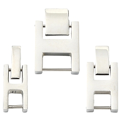 Stainless Steel Color 3Pcs 3 Styles Rectangle Stainless Steel Watch Band Clasps, Stainless Steel Color, 19~24x7~15.5x3~4mm, 1pc/style 