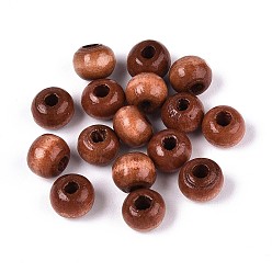 Сэнди Коричневый Круглые бусины из натурального дерева схима, окрашенные распылением, песчаный коричневый, 6~6.5x4.5~5 мм, отверстие : 1.6~1.8 мм