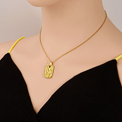 Настоящее золото 18K 304 Женские ожерелья из текстурированной прямоугольной нержавеющей стали с подвеской в виде звезды, реальный 18 k позолоченный, 17.72 дюйм (45 см)