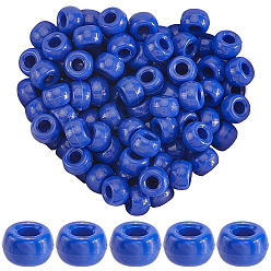 Средно-синий 800шт непрозрачные пластиковые бусины, баррель, светло-синий, 9x6 мм, отверстие : 3.8 мм