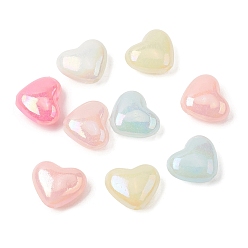 (52) Непрозрачная лаванда Непрозрачные акриловые бусины с УФ-покрытием, сердце, с покрытием AB цвета, разноцветные, 12x14x6.5 мм, отверстие : 1.8 мм, около 915 шт / 500 г