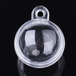 Clear Plastic Pendants, Round, Clear, 25.5x20x20mm, Hole: 2mm, Inner Diameter: 17mm