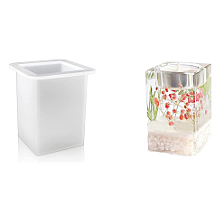White Cuboid DIY Tealight Candle Holder Molds, Resin Casting Molds, for UV Resin, Epoxy Resin Craft Making, White, 6.9x6.9x8cm