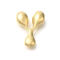 Letter Y Стойки обшивки латунные бусины, письмо-шар, для изготовления именных ожерелий, долговечный, без свинца и без кадмия, реальный 18 k позолоченный, Письмо Y, 22.5x18x7 мм, отверстие : 2 мм