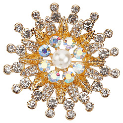 Кристалл Броши со стразами из цветочного сплава для рюкзака, одежды, кристалл, 47 мм
