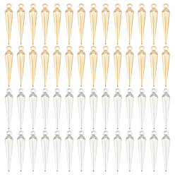 Золотой & Серебряный 100шт 2 цвета латунный кулон, без кадмия и без свинца, конус очарование, золотой и серебряный, 15x3x1 мм, отверстие : 1 мм, 50 шт / цвет