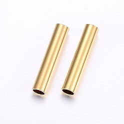 Golden 304 Stainless Steel Tube Beads, Golden, 30x7mm, Hole: 6mm
