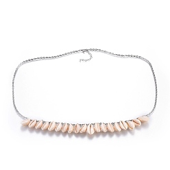 Seashell Color Shell Chain Belts, with Stainless Steel Findings, Seashell Color, 31.5 inch(80cm)
