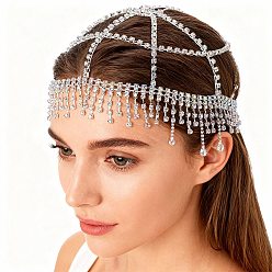 Платина Сетчатые повязки на голову из сплава со стразами, аксессуары для волос для женщин и девушек, платина, 224x6 мм