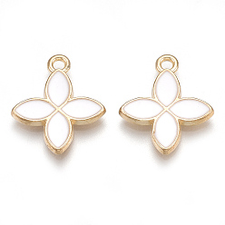 Кремово-белый Подвески из сплава , без кадмия и без свинца, с эмалью, цветок, золотой свет, кремово-белые, 18x15.5x2 мм, отверстие : 1.5 мм
