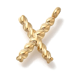 Letter X Вакуумное покрытие pvd 304 подвески из нержавеющей стали, реальный 18 k позолоченный, буквенное очарование, Письмо X, 13.5x9.5x3 мм, отверстие : 1.8 мм