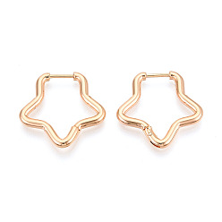 Настоящее золото 18K Серьги из 304 нержавеющей стали, звезда, реальный 18 k позолоченный, 23x23x2.5 мм