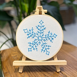 White Christmas Snowflake DIY Embroidery Kits, Including Embroidery Cloth & Thread, Needle, Embroidery Hoop, Instruction Sheet, White, 160mm