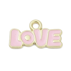 Pink Эмалевые подвески ко дню святого валентина, золотые, словесное любовное очарование, розовые, 11.5x20x1.2 мм, отверстие : 2.2 мм