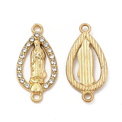 Light Gold Подвески из сплава с хрустальными стразами, никель, слеза связывает с религией девственный образец, золотой свет, 24.5x12x2 мм, отверстие : 1.8 мм