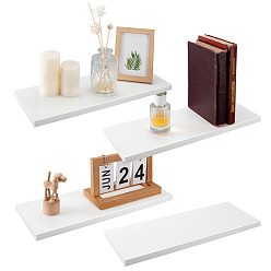 Белый Деревянный настенный держатель, с пластиковой заглушкой и железными деталями, прямоугольные, белые, 400x150x15 мм