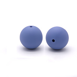 Mittelschieferblau Runde, lebensmittelechte, umweltfreundliche Silikonperlen, mittelschieferblau, 9 mm, Bohrung: 1.4 mm