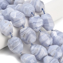 Синий Кружевый Агат Натуральный голубой кружевной агат бисер нитей, самородки, граненые, 17~20x15~20x15~17 мм, отверстие : 1.5 мм, около 17 шт / нитка, 15.75~16.14'' (40~41 см)