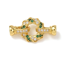 Настоящее золото 18K Латунные микро проложить кубического циркония раз за застежками, без кадмия и без свинца, стойки покрытие, долговечный, Скрученное кольцо, зелёные, реальный 18 k позолоченный, 28 мм