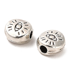 Antik Silber Farbe Tibetischer stil legierung perlen, cadmiumfrei und bleifrei, Flachrund, Antik Silber Farbe, 6x3 mm, Bohrung: 1.6 mm