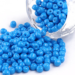 Dodger Blue Baking Paint Glass Seed Beads, Dodger Blue, 6/0, 4~5x3~4mm, Hole: 1~2mm, about 4500pcs/bag
