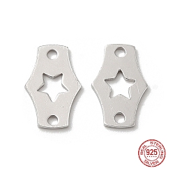Platinum Anti-Tarnish 925 Sterling Silver Links, Chain Tabs, Platinum, 10x6.5x0.5mm, Hole: 1mm