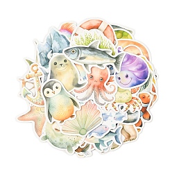 (52) Непрозрачная лаванда 50шт. водонепроницаемые наклейки из ПВХ с изображением морских животных, самоклеящиеся наклейки, для diy scrapbooking, оформление фотоальбома, разнообразные, разноцветные, 43~55x52 ~! 72x0.1 мм