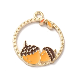 Food Подвески из эмали и сплава, золотой свет, кольцо с подвеской в виде желудей 26x23x2мм, отверстие : 2 мм