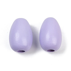 Лиловый Спрей окрашены деревянные европейские бусины, бусины с большим отверстием, слеза, сирень, 24x16~17 мм, отверстие : 5~5.5 мм