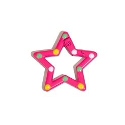 Малиновый Пружинное кольцо из сплава, окрашенное распылением, полька точка рисунок, звезда, малиновый, 30x31.5x3.3 мм