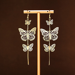 Бабочка Сплав мотаться серьги, с железными крюками серьги, золотые, бабочка, 110x38 мм
