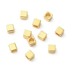 Real 18K Gold Plated SHEGRACE Brass Beads, Cadmium Free & Nickel Free & Lead Free, Cube, Real 18K Gold Plated, 3x3x3mm, Hole: 2mm