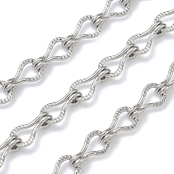Платина Латунные текстурированные цепочки с витыми звеньями, долговечный, стойки покрытие, без свинца и без кадмия, пайки, с катушкой, платина, 9x5x3 мм