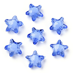 Royal Blue Transparent Acrylic Beads, Bead in Bead, Star, Royal Blue, 12x11x8mm, Hole: 2mm, about 1200pcs/500g