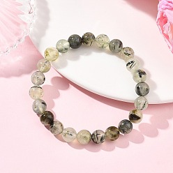 Пренит Натуральные браслеты из бусин пренита на эластичной основе для женщин и мужчин, круглые, бусины : 8 мм, внутренний диаметр: 2.46 дюйм (6.25 см)