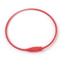 Оранжево-Красный Стальная проволока изготовление браслетов, с медными застежками, красные, 6-1/8 дюйм (15.5 см) ~ 6-1/4 дюйм (16 см)
