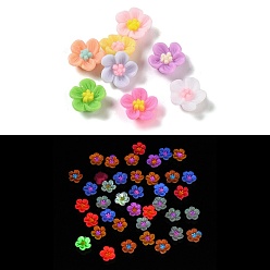 (52) Непрозрачная лаванда Светящаяся смола декодирует кабошоны, светится в темноте, двухцветный цветок, разноцветные, 8x8x3 мм