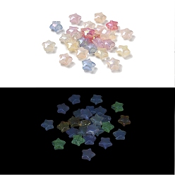 (52) Непрозрачная лаванда Звездное УФ-покрытие светящиеся радужные переливающиеся акриловые бусины, блеск бисера, светится в темноте, разноцветные, 14.5x15x8 мм, отверстие : 2.5 мм