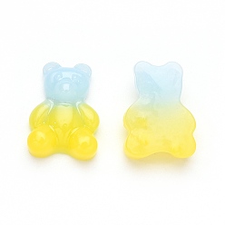 Желтый Кабошоны из непрозрачной смолы градиентного цвета, с блестками пудра медведь, желтые, 20.5x15x6.5 мм
