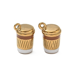 Golden 304 Stainless Steel Enamel Pendants, Drink Charms, Ion Plating(IP), Golden, 14x10x8mm, Hole: 1.5mm