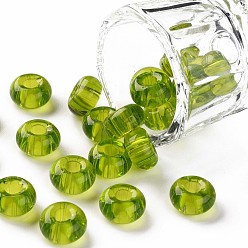 Yellow Green Transparent Colours Glass Round Beads, Round Hole, Yellow Green, 3~5x9~10mm, Hole: 2.5mm, about 660pcs/pound